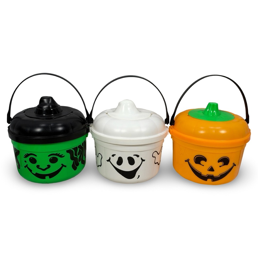 Vintage 1991 McDonalds Halloween 3 Pails McWitch McGhost McPunkn McBoo Buckets